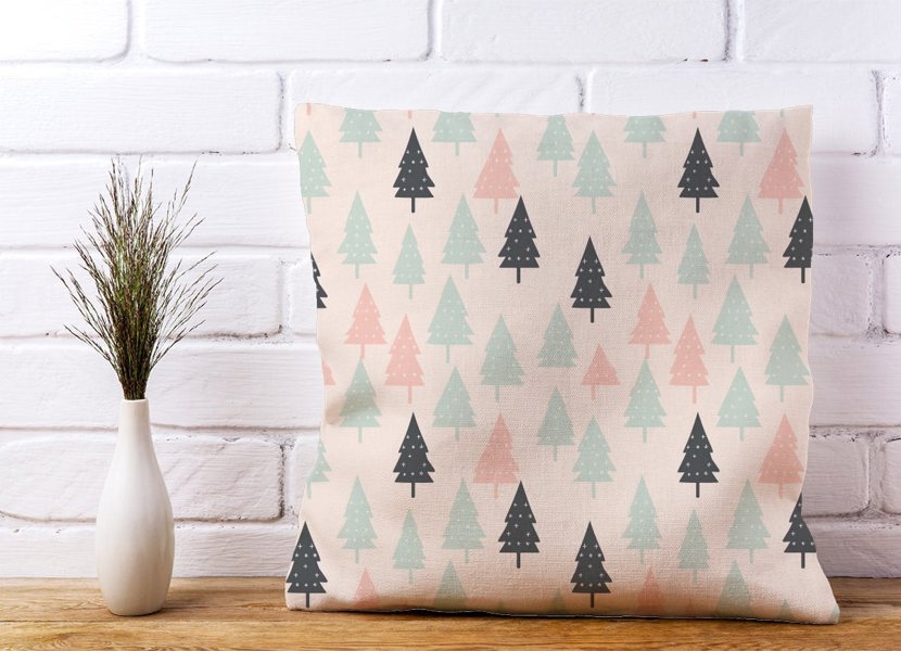 Warren Reed Christmas Tree Silhouette Pattern Cushions