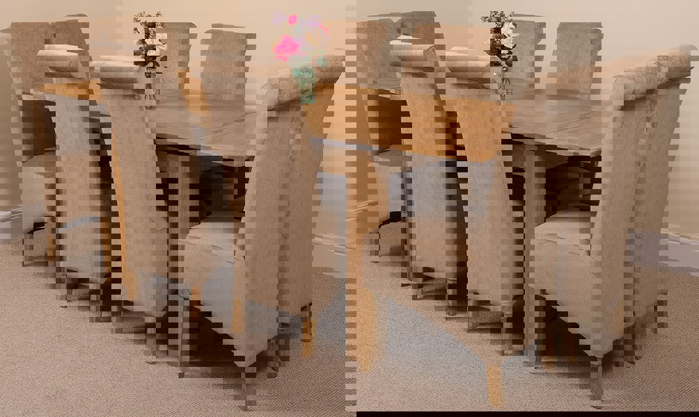 That's Furniture Richmond Medium Oak Extendable Dining Table with Montana Fabric Chairs