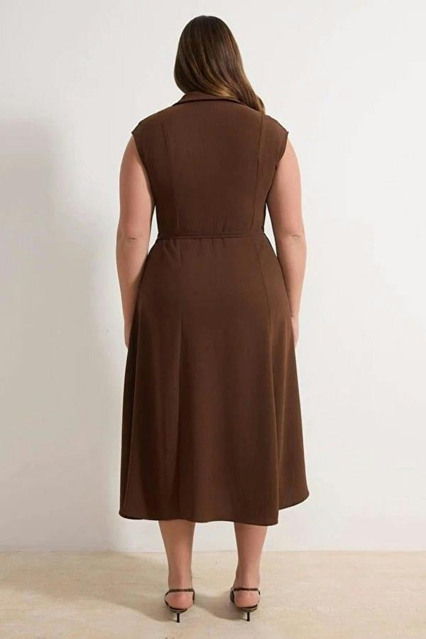 WOVCOR Midi Woven Plus Size Dress