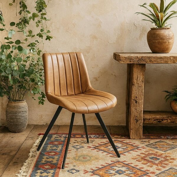 Wyld Haus Arques Tan Brown Upholstered Swivel Dining Chair