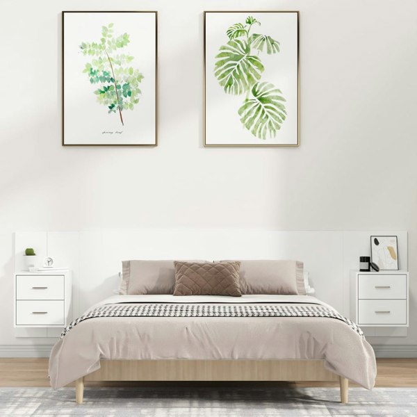 Berkfield Bed Headboard with Cabinets White Engineered Wood