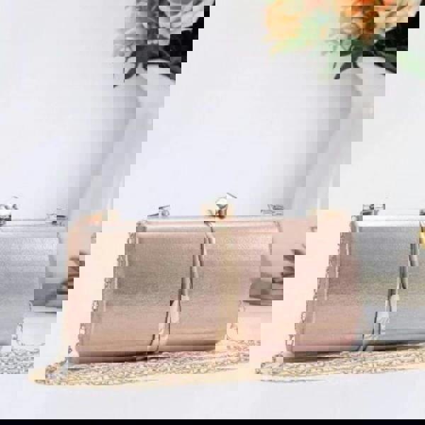 Love EMVY Midnight Luxe Clutch Evening Structured Bag with Chain