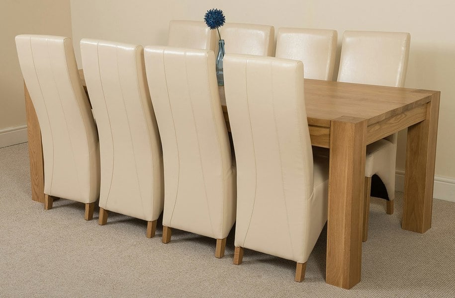 That's Furniture Kuba Extra Large Oak Dining Table with Lola Leather Chairs