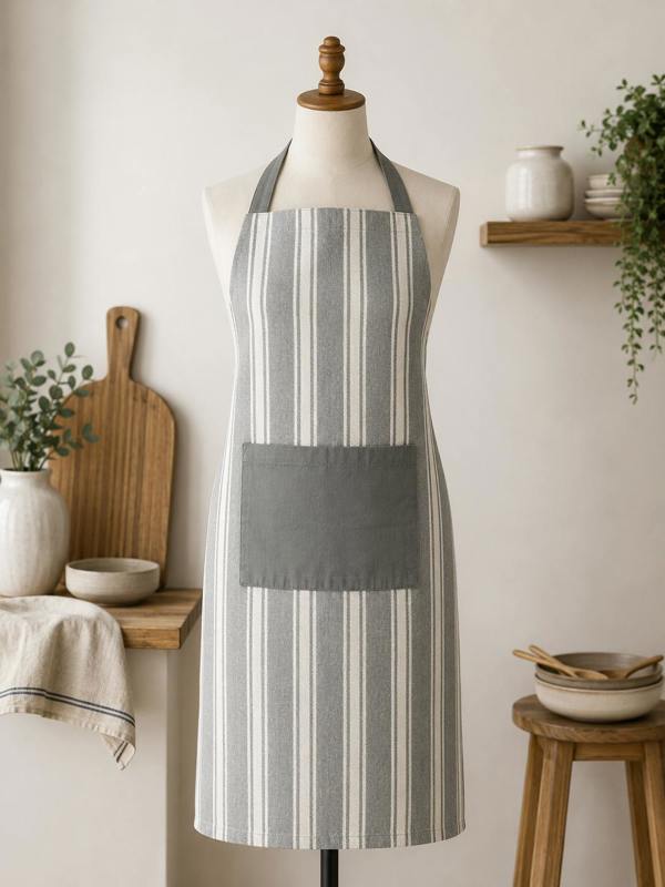 Bellissimo Home Cotton Butchers Stripe Apron With Pocket