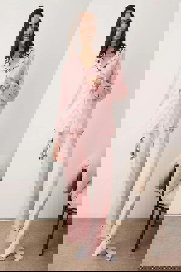 WOVCOR 2-Piece Strawberry Embroidered Viscose Woven Pajama Set