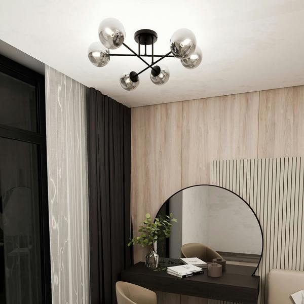 Emibig ROMA Ceiling lamp  6 x E14 Black with Graphite Shade
