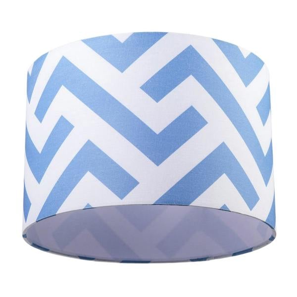 Contemporary Sky Blue Fabric Lamp Shade with Geometric Chevron Pattern Image 5
