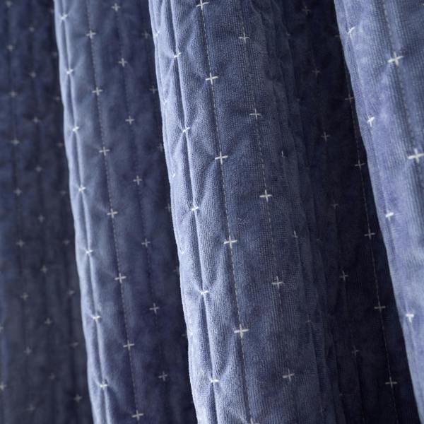Bianca Attica Velvet Blackout Eyelet Curtains Blue
