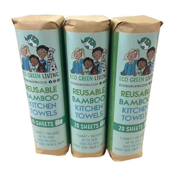 Eco Green Living 3 Pack of Reusable Bamboo Kitchen Towels
