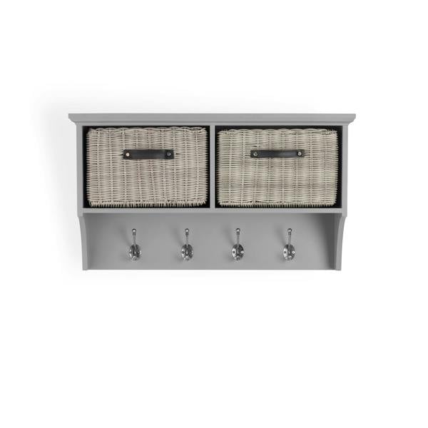 Statement Furniture Tetbury Hallway Shelf with Coat Hooks and Two Storage Baskets