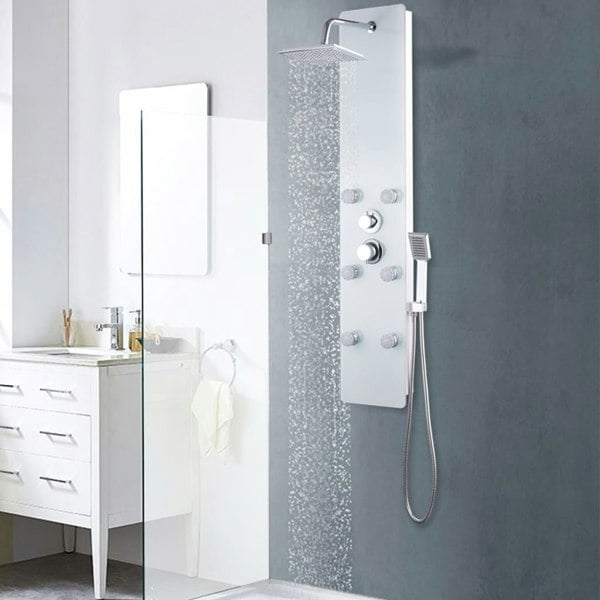 Berkfield Shower Panel Unit Glass 25x44.6x130 cm White