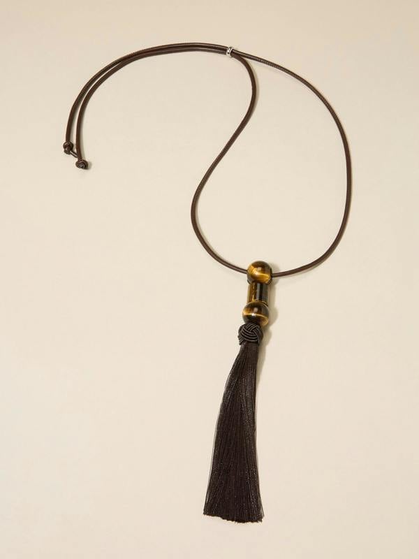 GWD Beth Tassel Necklace Collection, Red, Black and Brown