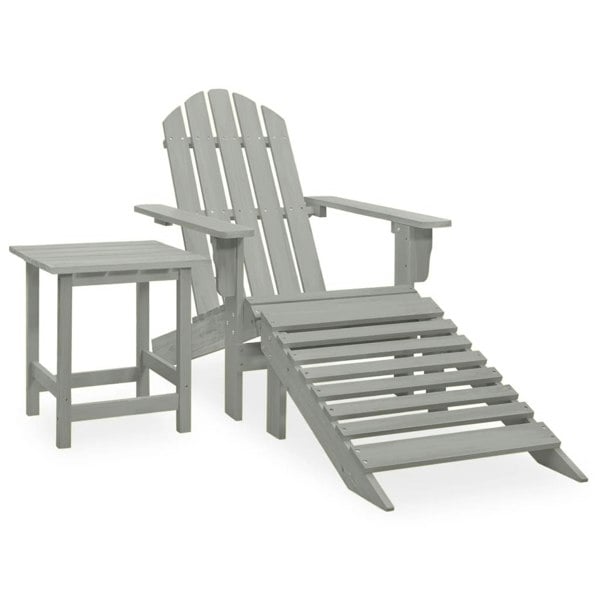 Berkfield Garden Adirondack Chair with Ottoman&Table Solid Fir Wood Grey