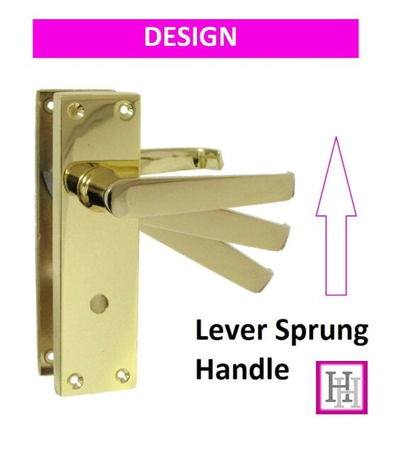 Door Handle Sets Victorian Straight Bathroom Lock Handles Brass Plated (Bathroom Lock Handle x 1)