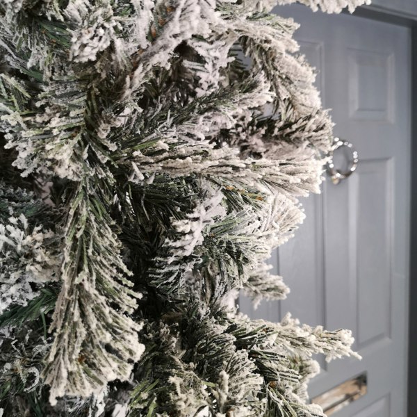 Samuel Alexander 8ft Indoor Flocked PVC Christmas Tree Arch with Snow Tips and Flat Top