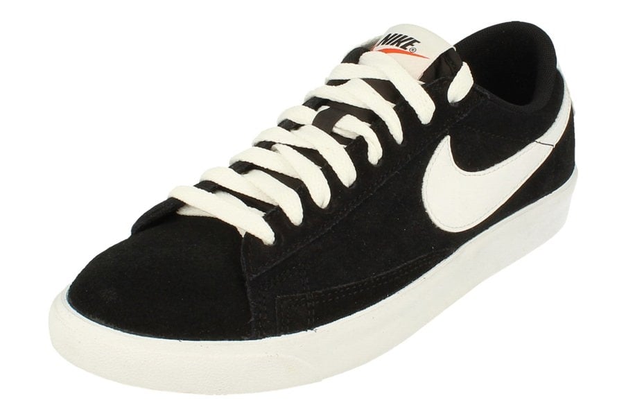 Nike Blazer Low PRM VNTG Suede Mens Trainers 538402  004 - Black White 004 - Photo 0
