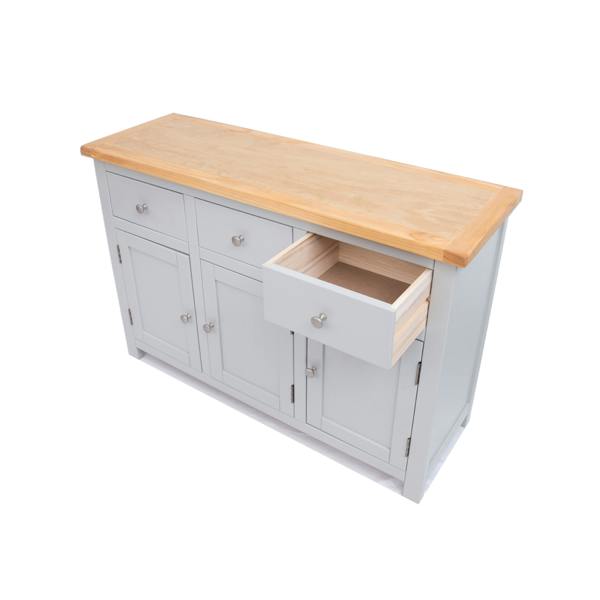 Cabinet Bits Argenta Light Grey 3 Drawer 3 Door Sideboard Chrome Knob