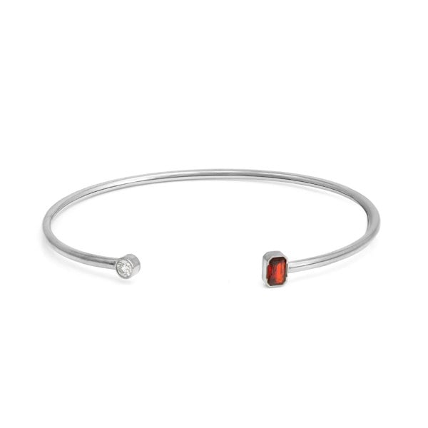 Say It With July Ruby Birthstone Bangle - Silver Plated