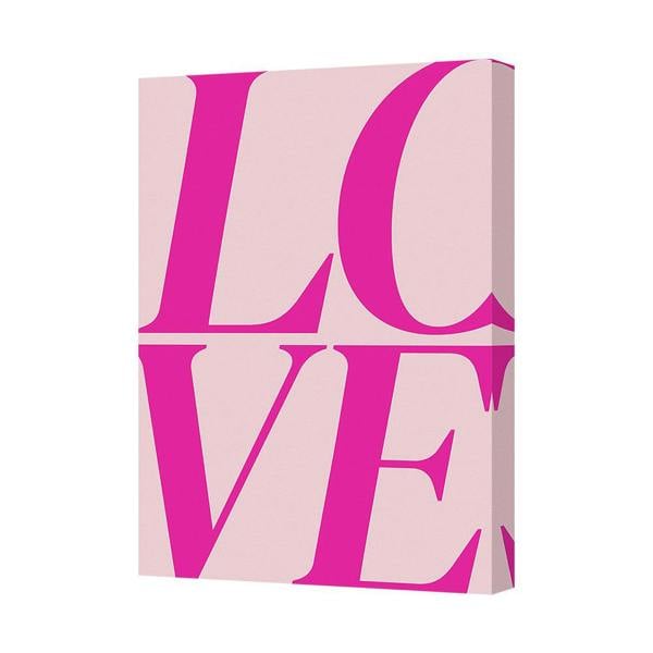 Benjamin Tate Design Bold Pink Love Canvas Wall Art For Modern Home Decor And Living Room