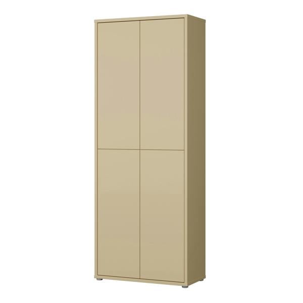 Furniture To Go Alice Springs Tall Shoe Cabinet with 4 Doors Push-to-Open in Butter Yellow
