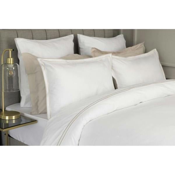 Belledorm Savoy Embroidered Detail Flat Sheet - Oyster - 