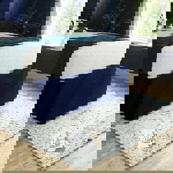 Casa Magna Caprio Upholserted Floorstanding Headboard With Divan Bed Frame - Blue