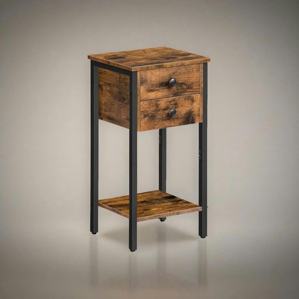 Rafaelo Mobilia Slim Side Table with 2 Drawers