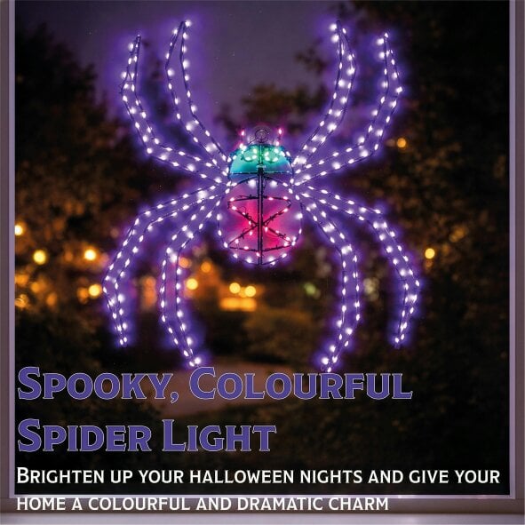 Scotts of Stow Fxlab Multicolour Micro LED Metal 2D Spider Outdoor  with Timer