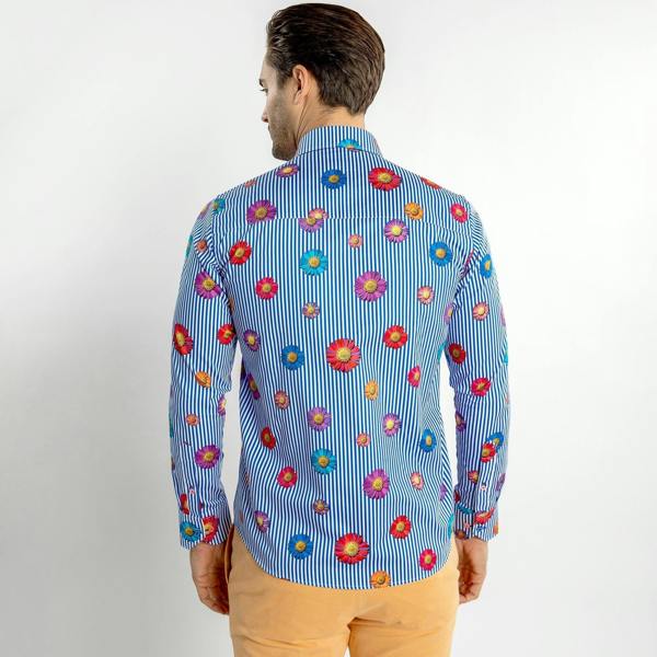 DAISY STRIPE PRINT SHIRT - Premium Men's Patterned Shirt by Claudio Lugli | Bold Design, Tailored Fit, Best Printed Shirts