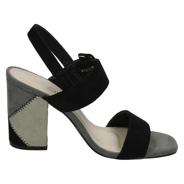 Spot On Ladies Spot On High Patchwork Heel Mule Sandals