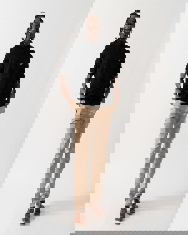 Armani Exchange Mens Embroidered A|X Monogram Short Sleeve Polo Shirt - Black UC001