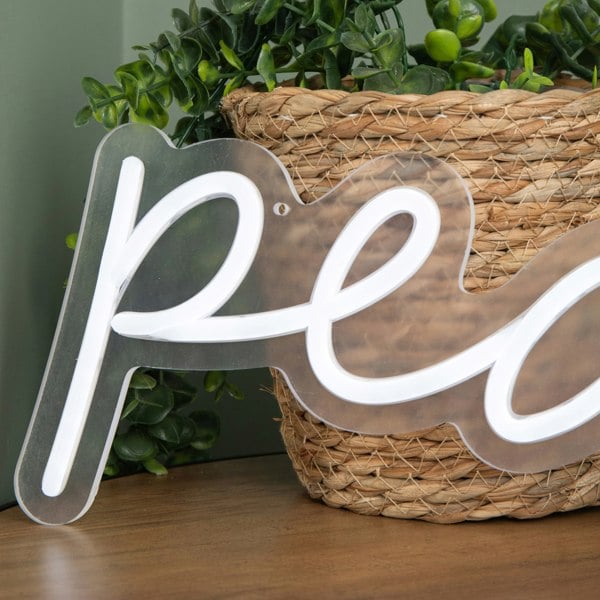 Samuel Alexander 40cm Light up Neon Effect Peace Decorative Sign with 145 White LEDs