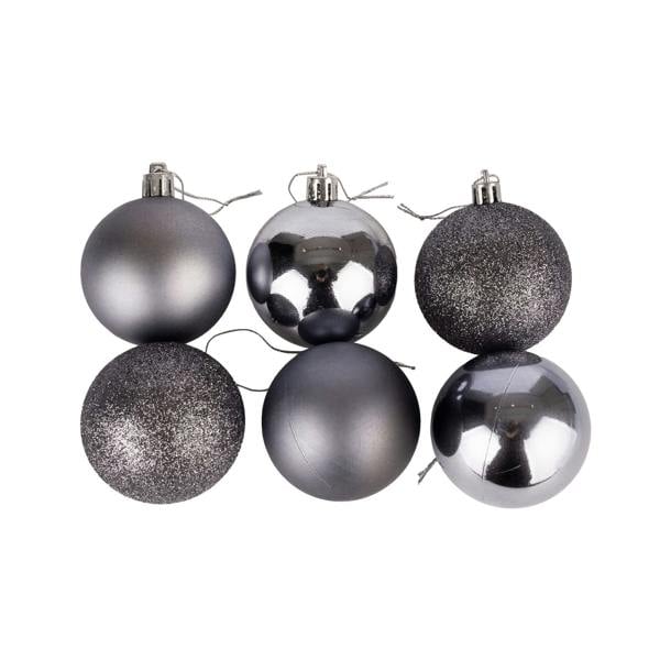 Shatterproof Dark Grey Christmas Baubles in 10cm Pack Sizes, Available in 3 or 6 Piece Sets image 8