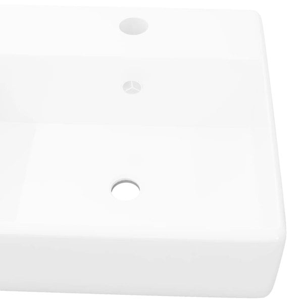 Berkfield Ceramic Basin Square with Overflow and Faucet Hole 41 x 41 cm