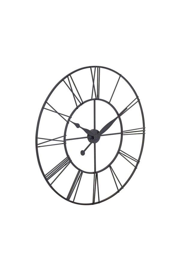 Living and Home 80cm Large Silent Non-Ticking Metal Skeleton Roman Numeral Wall Clock Iron Art Decor for Living Room, Bedroom & Office