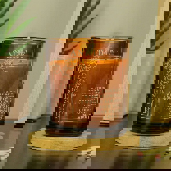 Personalised Memento Company Personalised May Birth Flower Amber Glass Candle