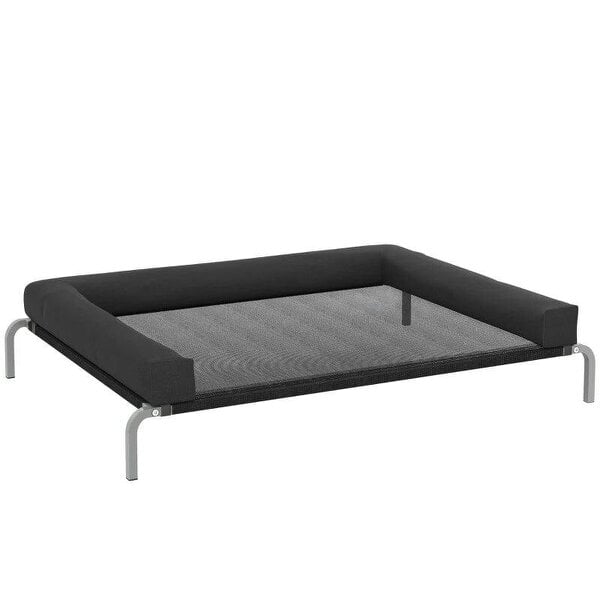 Elevated Dog Bed with Removable Bolsters, Raised Dog Bed for Large Breeds, Portable Indoor & Outdoor Pet Cots, Black