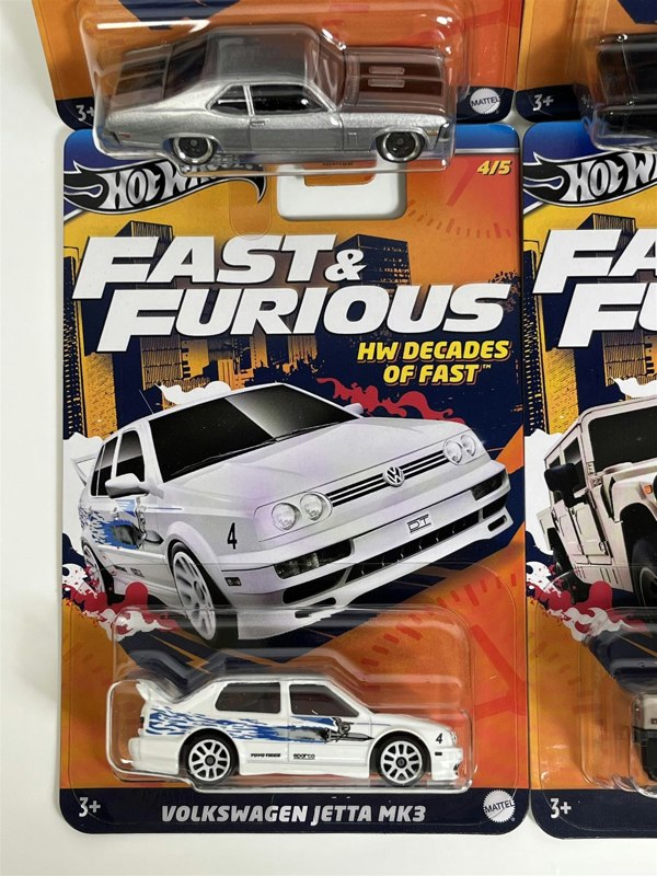 Hot Wheels Fast and Furious HW Decades Of Fast 4 Car Set Hot Wheels 1:64 Scale HNR88 979E