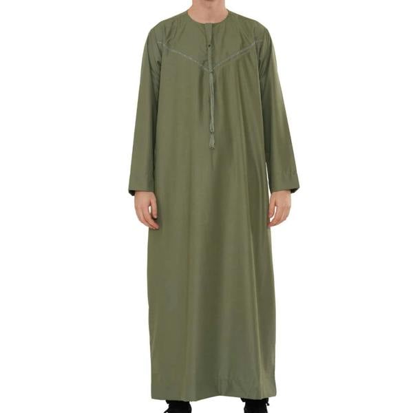 TT-008 - Men's Emirati Omani Arab Tassel Thobe - Olive - Thobez - 8