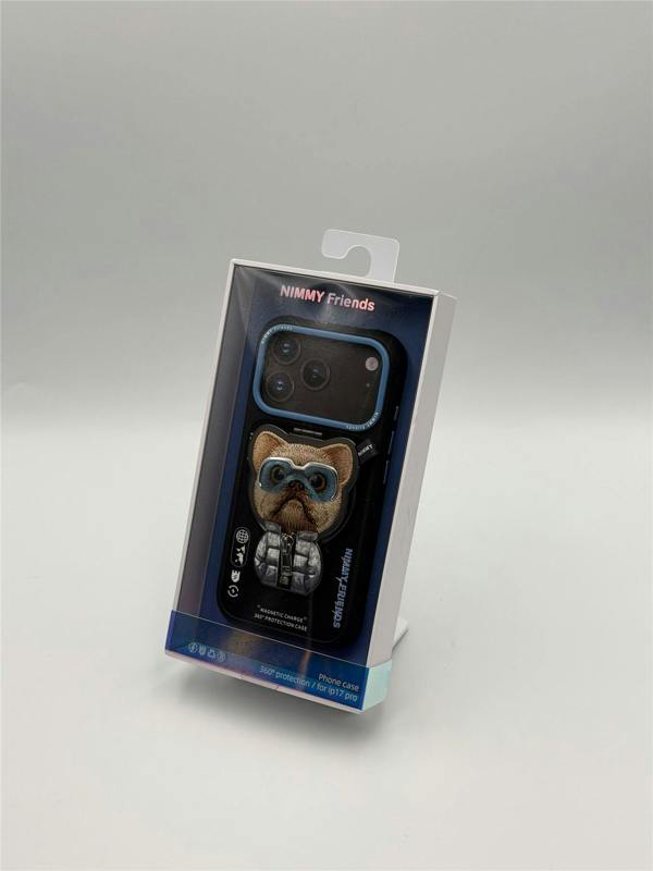 Nimmy Friends Nimmy Cool & Cute 2.0 Little Rich Tycoon Dog Case with MagSafe Stand for iPhone 17 Pro 6.3" Black Blue - N-YJKM-CXZJZH-IP17-PRO-07