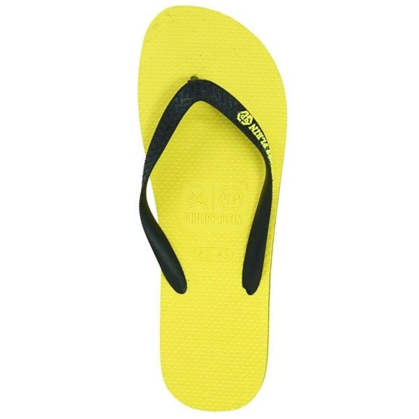 Philipp Plein Brand Logo Flip Flops - Yellow