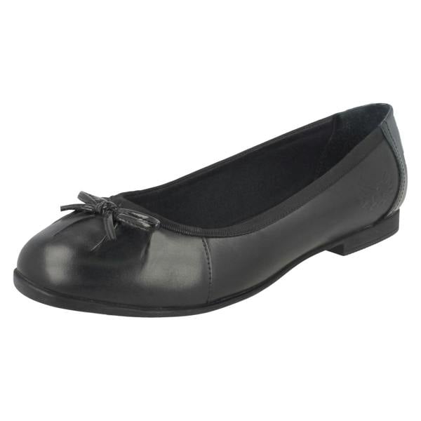 Start-rite Girls Angry Angels By Startrite Bow Trim School Shoes Ballerina