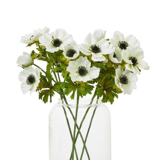 Wyld Haus Set of 3 Artificial Flowers White Anemone Sprays