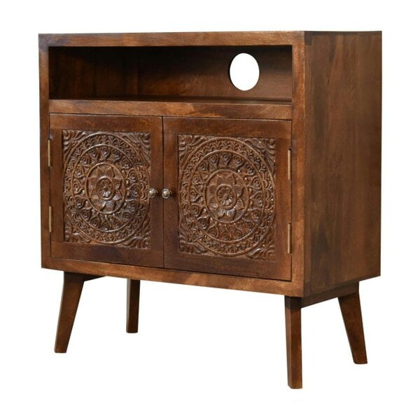 Wyld Haus Talloires Antique Style Cabinet Entertainment TV Media Unit 2 Doors Open Shelf