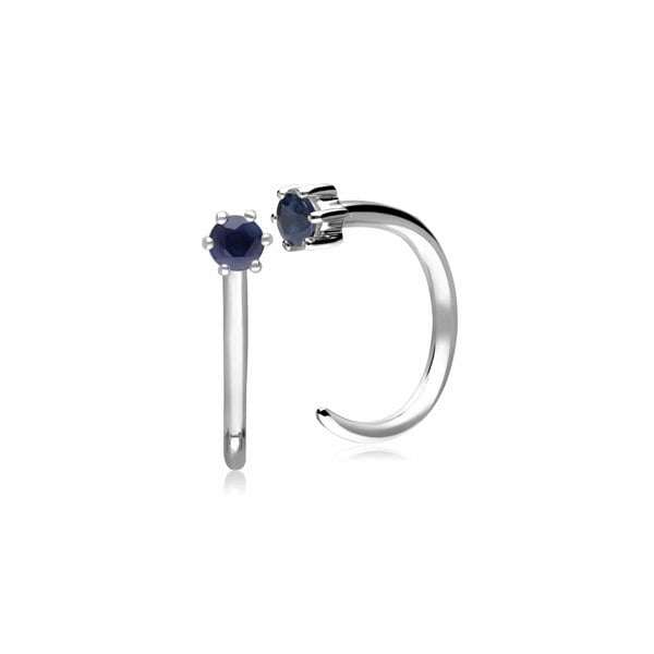 162E0284019 Sapphire Pull Through Hoop Earrings in 9ct White Gold 1