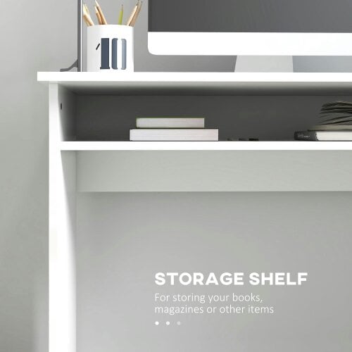 Wyld Haus Selu 90cm High Gloss White Compact Study Desk With Storage Shelf