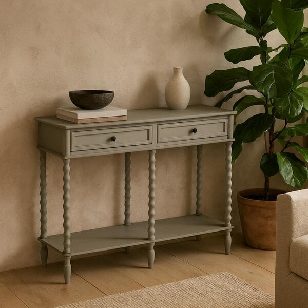 Wyld Haus Thuy Grey Wood Large Two Drawer Console Table
