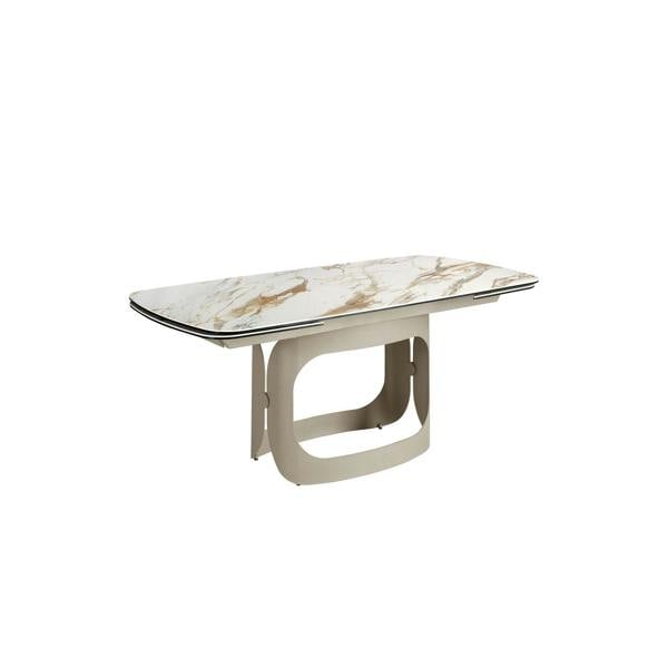Angel Cerdá Oval extendable dining table with porcelain marble and metallic sand steel 1188