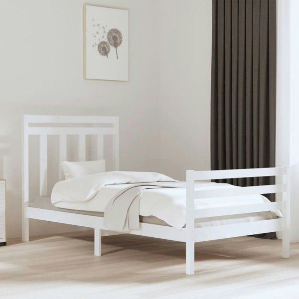 Berkfield Bed Frame White Solid Wood 100x200 cm