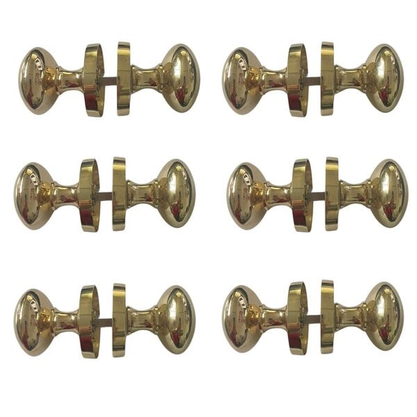 EDH Door Hardware Brass Door Knob Modern Round Rose Door Knob Brass Door Handles 6 Pairs